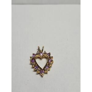 VTG VERMEIL Gold Plated STERLING AMETHYST & DIAMOND HEART PENDANT